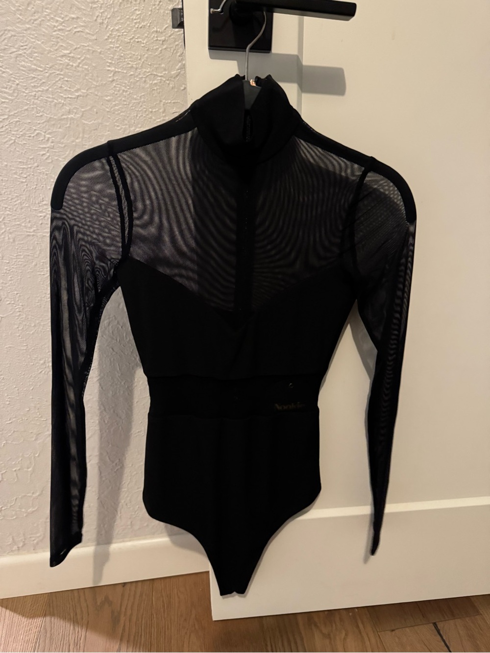 Nookie Black Sheer Mesh Long Sleeve Bodysuit